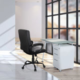 Home Office Executive Chair ERGOSMOOTH BIG in black at a white desk with a glass top by hjh OFFICE