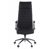Black Luxury Executive Chair ASPERA 20 with quilted upholstery and five-caster base by hjh OFFICE – 360-degree view (front view 0°)