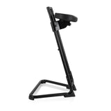 Black standing aid TOP WORK 32 with padded seat and U-shaped base by hjh OFFICE – 360-degree view (side profile 80°)