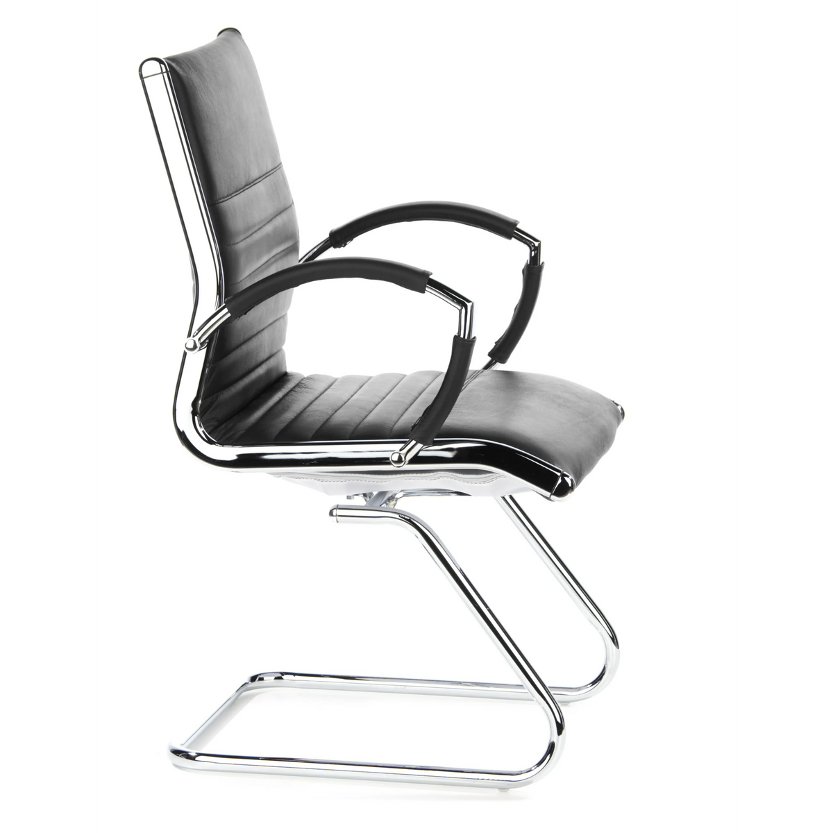 Black Cantilever chair PARMA V with crossbars and armrests by hjh OFFICE – 360-degree view (side profile 80°)