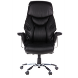 Black Luxury Executive Chair PRADO made of faux leather with star base and five castors by hjh OFFICE – 360-degree view (front view 0°)