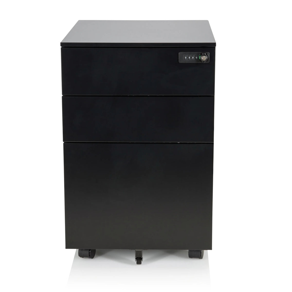 Black metal Mobile Drawer Unit COLOR OS I with three drawers and castors by hjh OFFICE – 360-degree view (front view 0°)