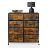 Chest of drawers RAGALA LIGHT in smoked oak with eight drawers and black metal frame by hjh LIVING