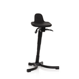 Black Standing aid TOP WORK 34 with seat, backrest and four-legged base by hjh OFFICE – 360-degree view (front view 20°)