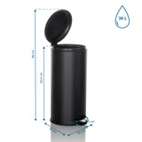 Dimensional drawing of the CLEAN STEP wastepaper with a 30 litre volume and 88 cm total height by hjh OFFICE