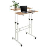 Standing desk WORKSTATION I in white and oak with two levels and castors by hjh OFFICE