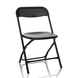 Black Outdoor chair TUDELA XXL PRO with perforated seat and backrest by hjh OFFICE – 360-degree view (front view 15°)