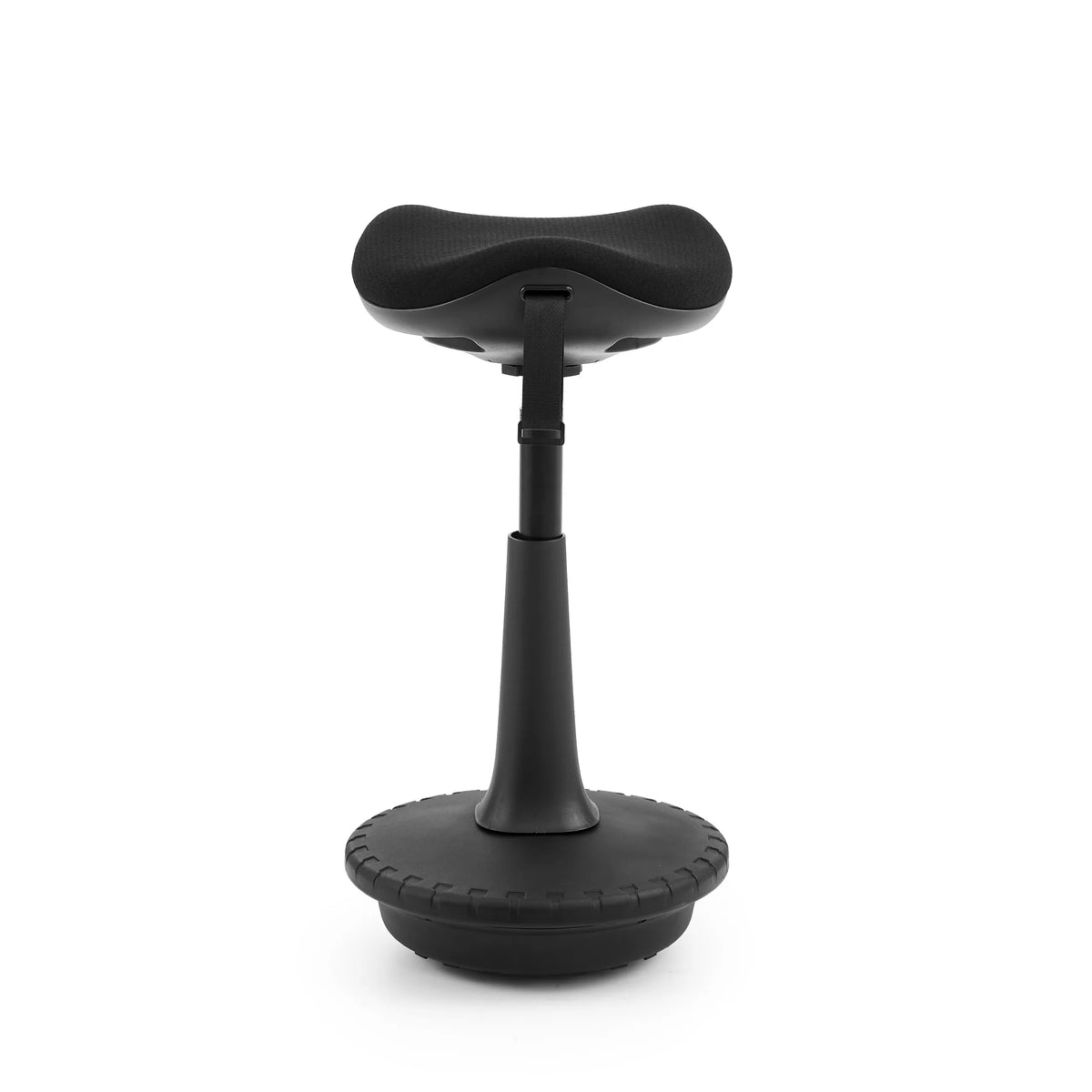 Black Standing aid Balance Sit Ergo with ergonomically shaped seat and round base by hjh OFFICE – 360-degree view (front view 0°)
