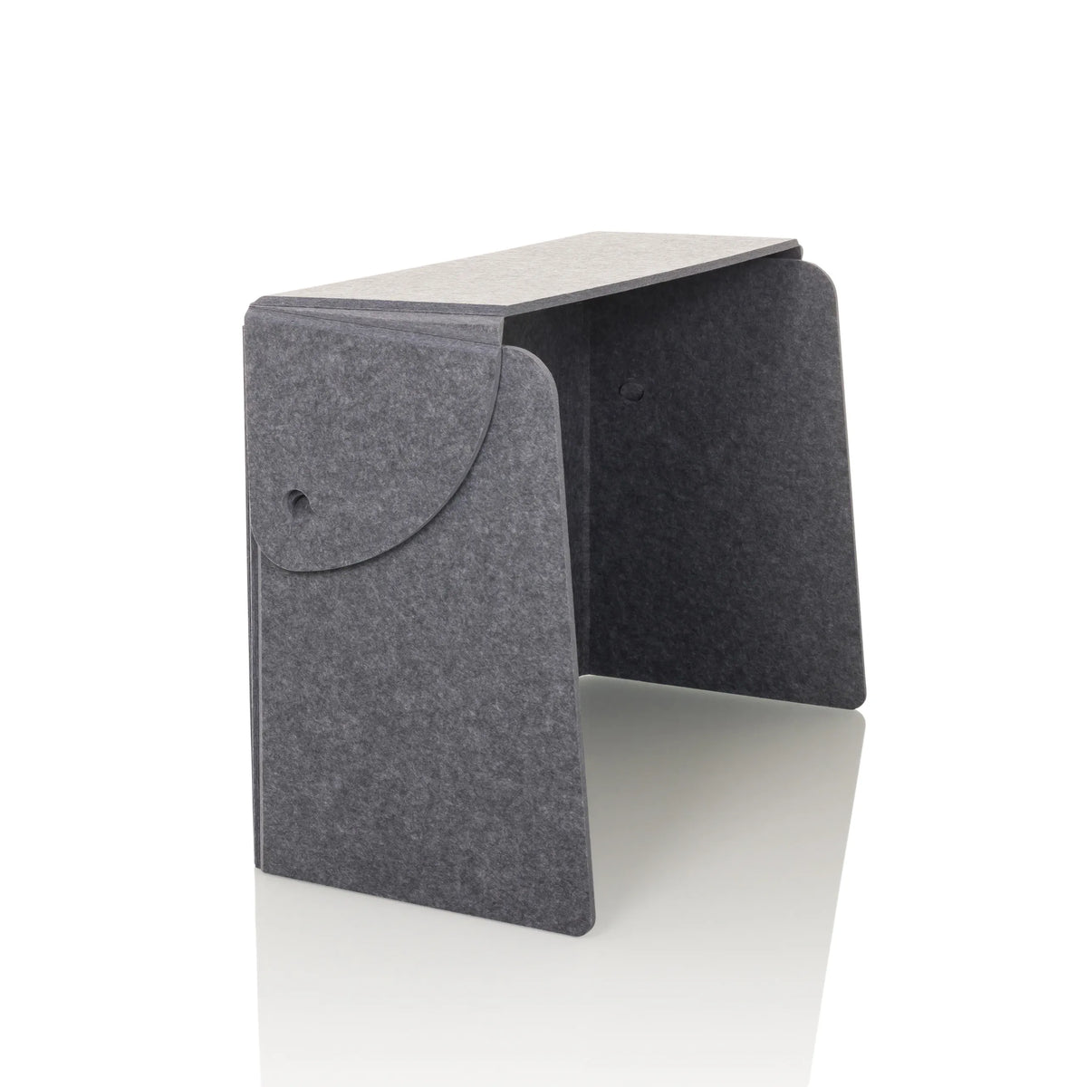 Grey table partition FLEXMIUT FOLD with two horizontal cable outlets by hjh OFFICE – 360-degree view (front three-quarter view 60°)