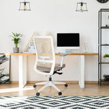 Beige Professional Office Chair PURE WHITE with mesh backrest and white armrests by hjh OFFICE