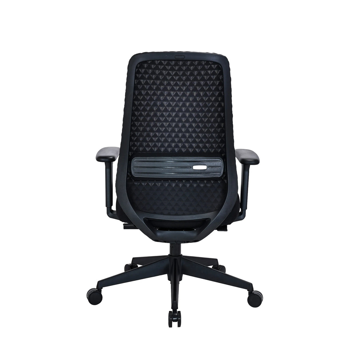 Rear view of the Professional Office Chair Verviq in black with a textured backrest by hjh OFFICE