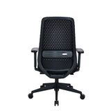 Rear view of the Professional Office Chair Verviq in black with a textured backrest by hjh OFFICE