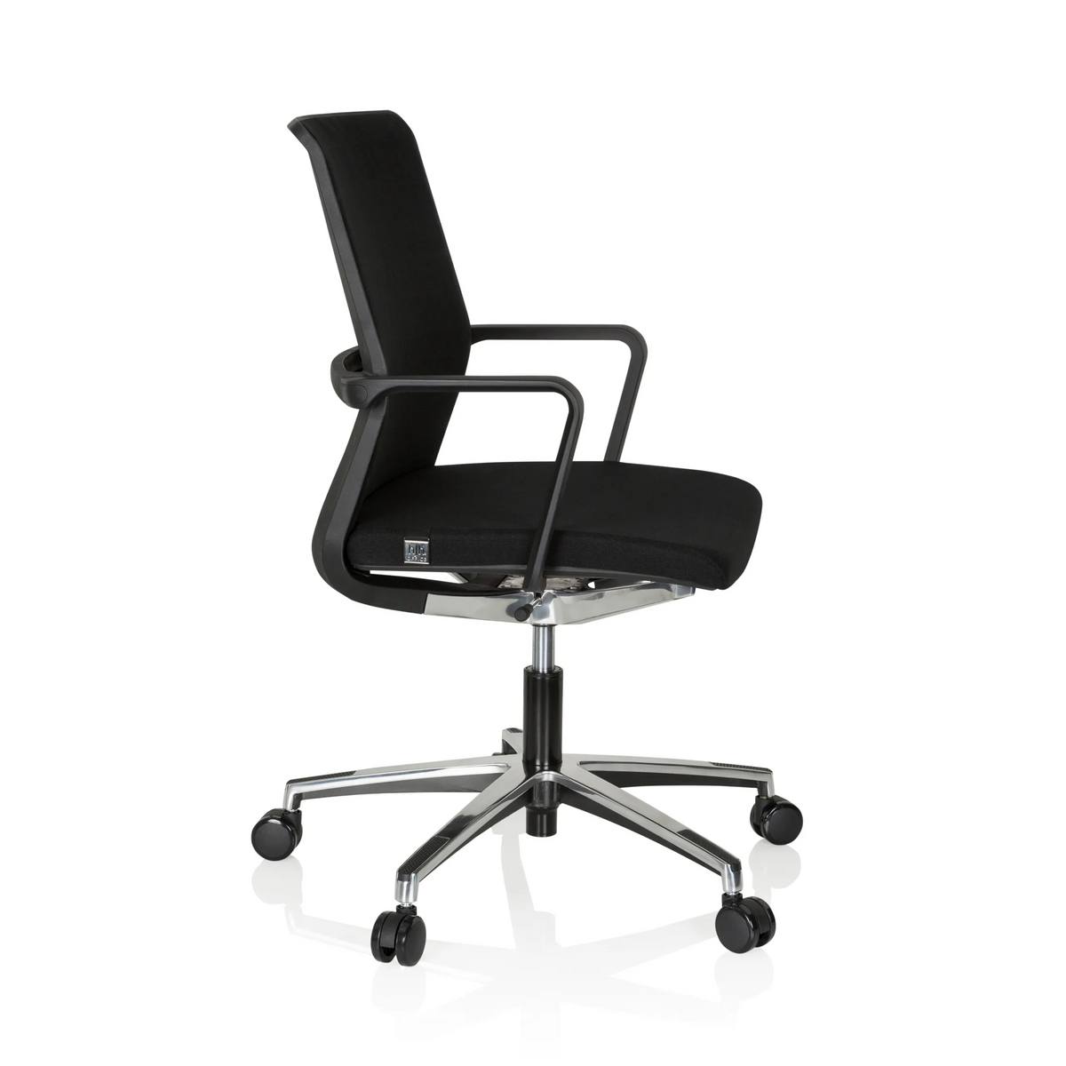 Black Professional Office Chair MOVE-TEC 3D with armrests and five-caster base by hjh OFFICE – 360-degree view (side profile 80°)