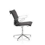 Black guest chair PARIBA V IV with quilted upholstery and five-caster base by hjh OFFICE – 360-degree view (side profile 80°)