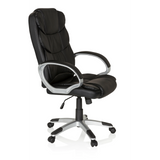 Schwarzer Homeoffice Chefsessel RELAX BY155 mit Armlehnen und Fußkreuz mit fünf Rollen von MyBuero – 360-Grad-Ansicht (schräge Frontansicht 60°)
