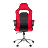Red and black Gaming chair GAME SPORT PRO with armrests and five-caster base by MyBuero – 360-degree view (front view 0°)
