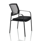Black guest chair MEET B with mesh back, armrests and four legs by hjh OFFICE – 360-degree view (front three-quarter view 60°)