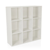 White BJORKE shelf with nine open square compartments by hjh LIVING – 360-degree view (front three-quarter view 30°)