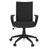 Black Home Office Chair SOFT with armrests and five-caster base by hjh OFFICE – 360-degree view (front view 0°)