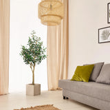 Green artificial plant OLIVE II in a square concrete pot by hjh OFFICE