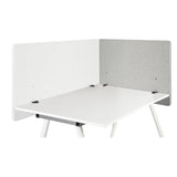 Table partitions FLEXMIUT D SIDE in light grey on a white tabletop by hjh OFFICE