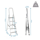 Dimensional drawing of the Folding Ladder SOLID III with a height of 170 cm and a load capacity of 150 kg by hjh OFFICE
