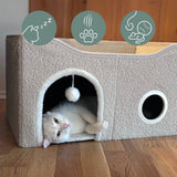 Beige Cat cave PAWY EB with round entrance and play ball by hjh LIVING
