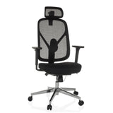 Black Professional Office Chair RALOO PRO with mesh back and five-caster base by hjh OFFICE – 360-degree view (front view 15°)