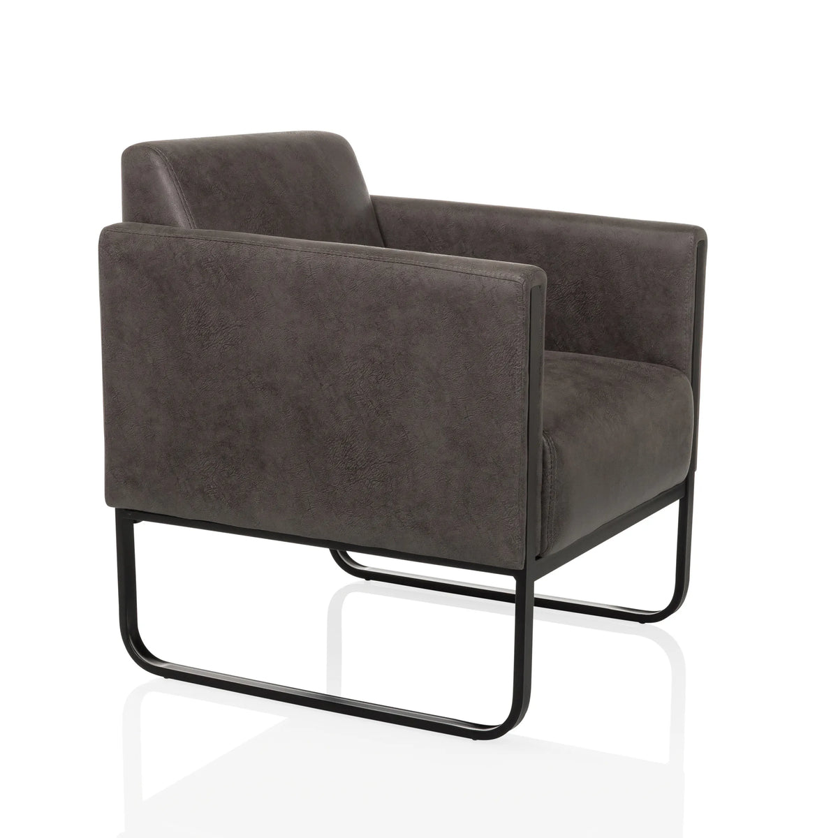 Grey Lounge Chair Aruba Retro with armrests and black frame by hjh OFFICE – 360-degree view (front three-quarter view 45°)