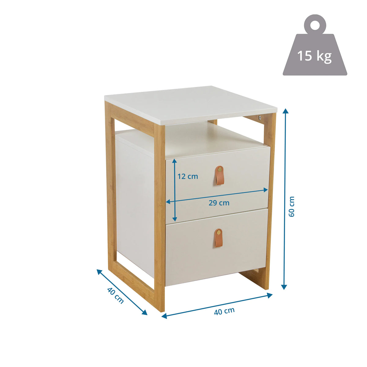 Dimensional drawing of the Side table TAROLO III with 40 × 40 × 60 cm by hjh LIVING