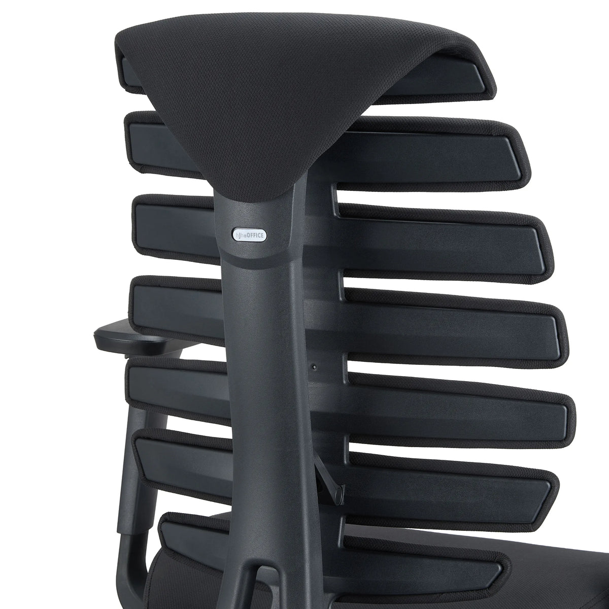 Backrest of the ERGO LINE II Professional Office Chair in black with horizontal upholstered elements by hjh OFFICE