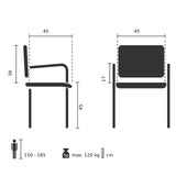 Technical drawing of the Folding chair SCANDIO with a seat height of 45 cm by hjh OFFICE