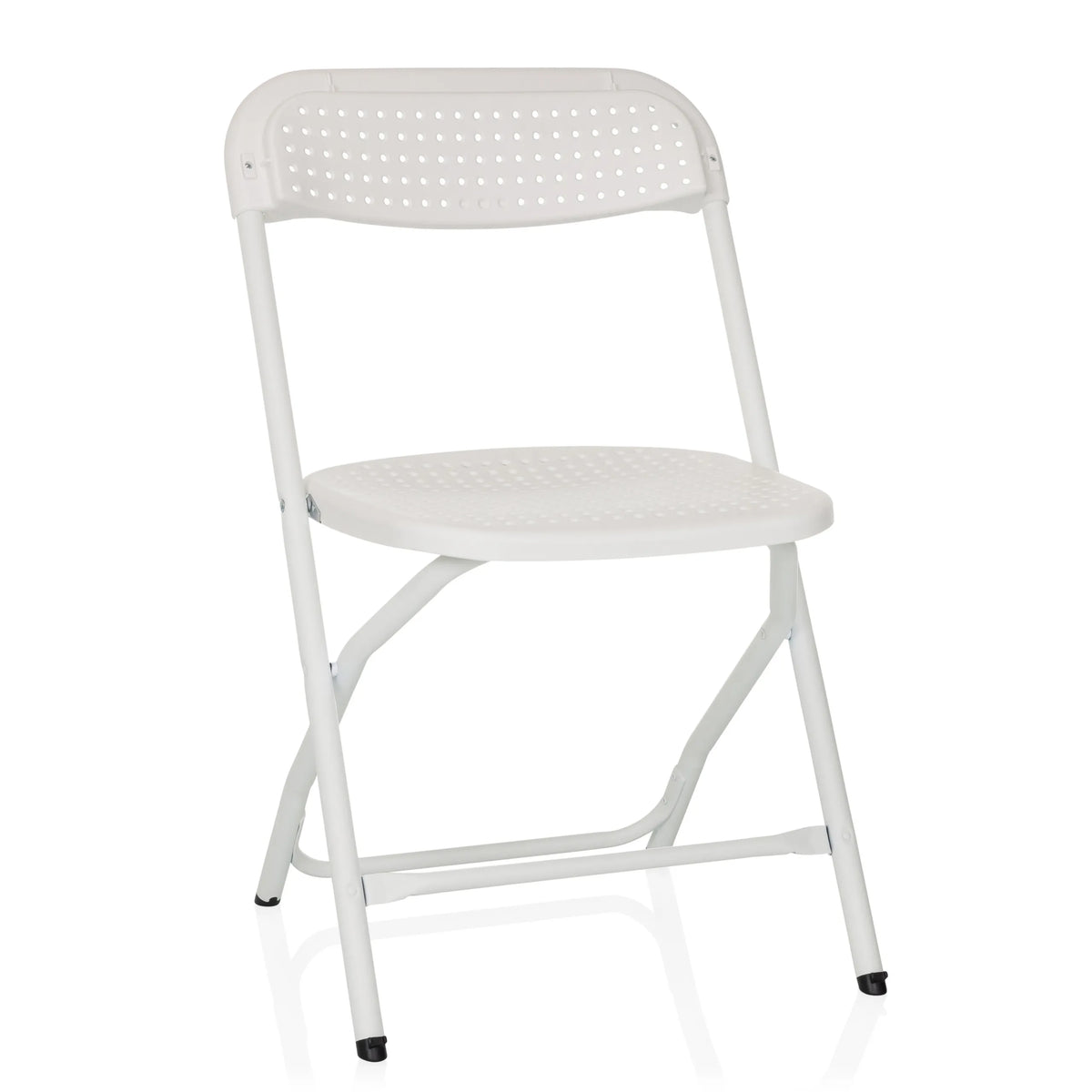 White Outdoor chair TUDELA XXL PRO W with perforated seat and backrest by hjh OFFICE – 360-degree view (front view 15°)