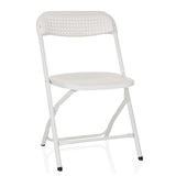 White Outdoor chair TUDELA XXL PRO W with perforated seat and backrest by hjh OFFICE – 360-degree view (front view 15°)