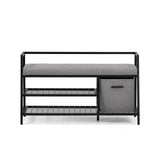 Black-grey Estha Loft shoe cabinet with seat cushion, two shelves and a fabric bin by hjh LIVING – 360-degree view (front view 0°)