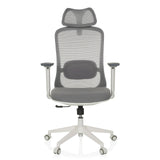 Grey Professional Office Chair MIKEO G with mesh back, headrest and five-caster base by hjh OFFICE – 360-degree view (front view 0°)