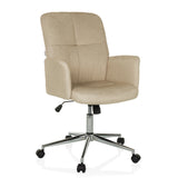 Beige Home Office Chair SOLAO 400 with padded armrests and five-caster base by hjh OFFICE – 360-degree view (front three-quarter view 30°)