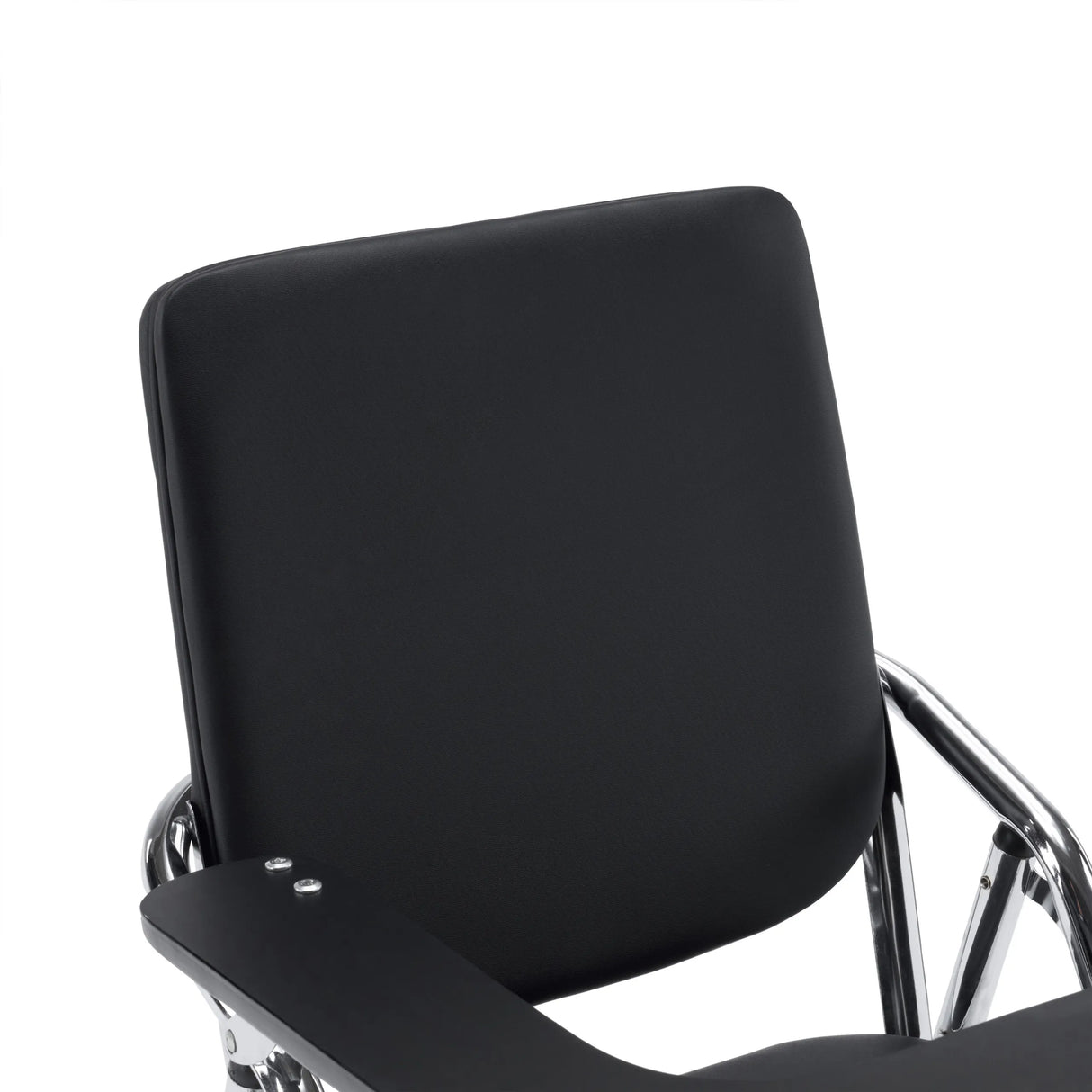 Black backrest and armrest of the Esto T folding chair with chrome frame by hjh OFFICE