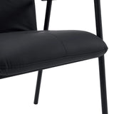 Black faux leather seat of the Lifea Flex upholstered chair with slim black legs by hjh LIVING