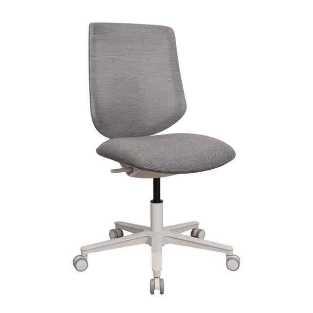 Homeoffice-Bürostuhl Sitflex Lady mit grauem Stoffbezug und weißem Fußkreuz auf Rollen von hjh OFFICE