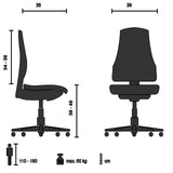Technical drawing of the Swivel Chair – Children KID COLORE with a maximum load of 60 kg by hjh OFFICE