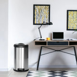 Silver wastepaper CLEAN X with a 40 litre capacity and foot pedal by hjh OFFICE
