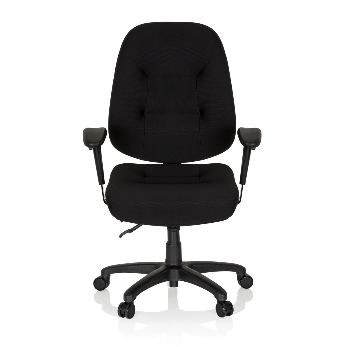 Black Professional Office Chair ZENIT XXL with armrests and five-caster base by hjh OFFICE – 360-degree view (front view 0°)
