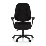Black Professional Office Chair ZENIT XXL with armrests and five-caster base by hjh OFFICE – 360-degree view (front view 0°)