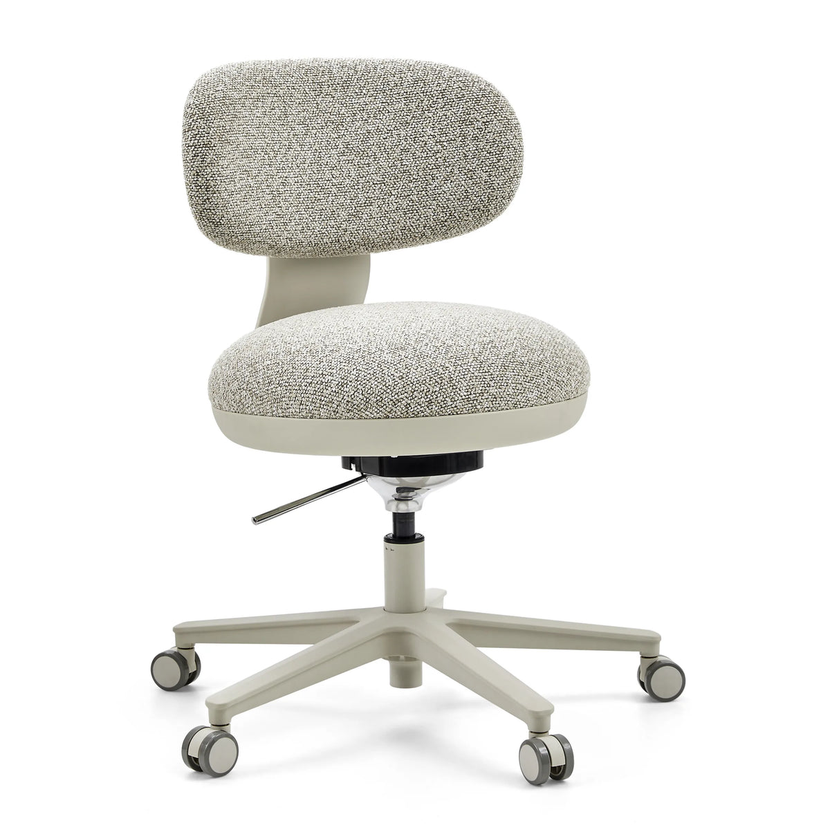 Grey Home Office Chair SITMOTION W with textured fabric cover and five-caster base by hjh OFFICE – 360-degree view (front three-quarter view 30°)