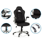 Gaming chair GAME SPORT in black with adjustable armrests and gas lift by hjh OFFICE