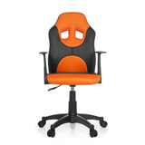 Black and orange Swivel Chair – Children KID GAME AL with mesh back and five-caster base by hjh OFFICE – 360-degree view (front view 0°)