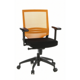 Black and orange Professional Office Chair PORTO BASE with mesh back and five-caster base by hjh OFFICE – 360-degree view (front view 20°)