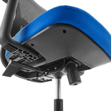 Underside of the seat and gas spring of the Sedito Home Office Chair in blue and black by hjh OFFICE