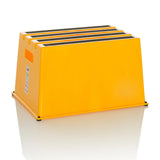 Yellow Step stool TIO-E1 with three non-slip steps by hjh OFFICE – 360-degree view (front view 15°)